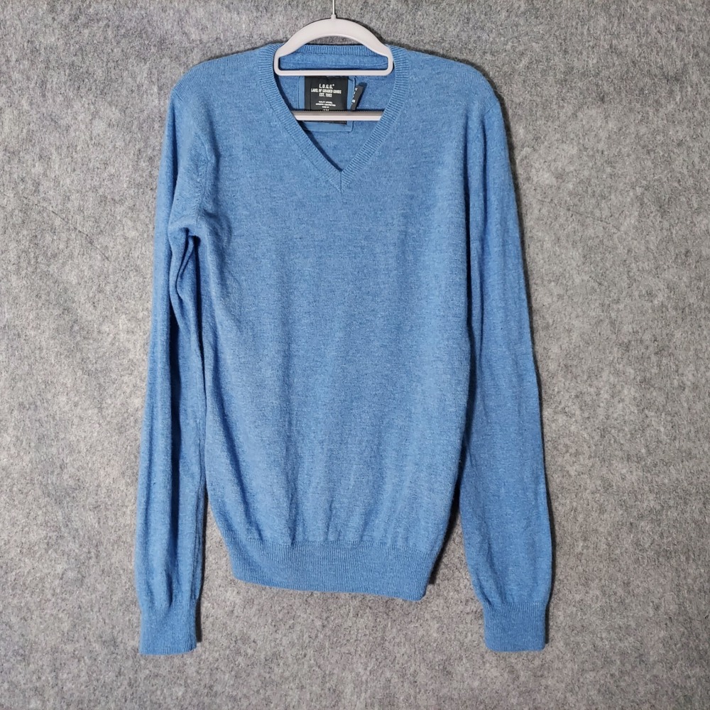 Label Of Graded Goods Sweater S Wool Long Sleeve Ribbed Blue Casual preppy